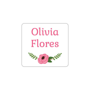 square clothing labels floral white