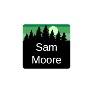 small laundry safe labels with forest silhouette and sky design