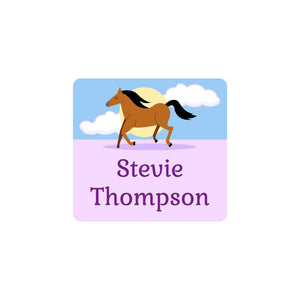 horse sunset stallion square clothing labels