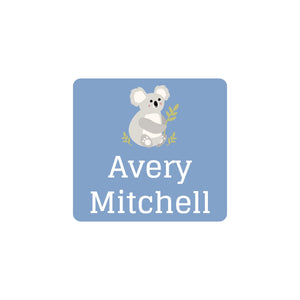 square clothing labels koala afternoon sky blue