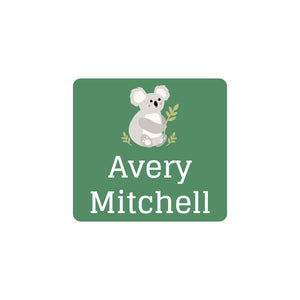 square clothing labels koala eucalyptus green