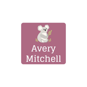 square clothing labels koala magenta