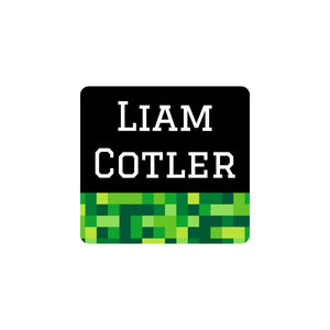 square clothing labels pixels green