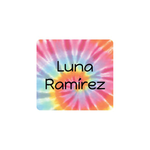 Square tie-dye clothing labels