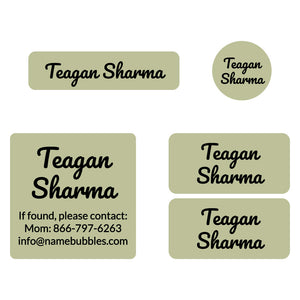 sports labels pack neutral color sage