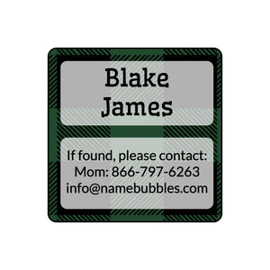 dishwasher safe information labels with plaid design