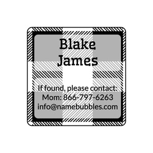 dishwasher safe information labels with plaid design