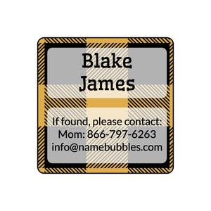 dishwasher safe information labels with plaid design