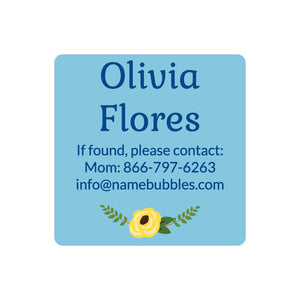 contact name labels floral blue