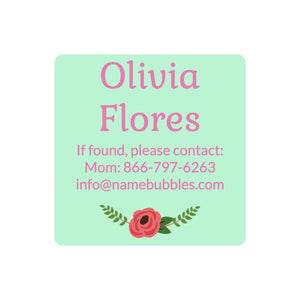 contact name labels floral mint