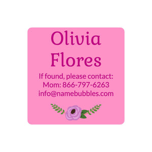 contact name labels floral pink