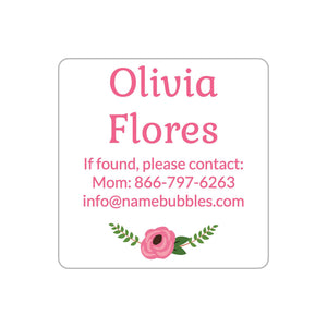 contact name labels floral white