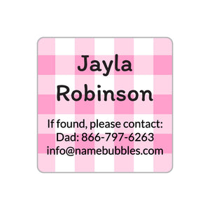 gingham contact labels