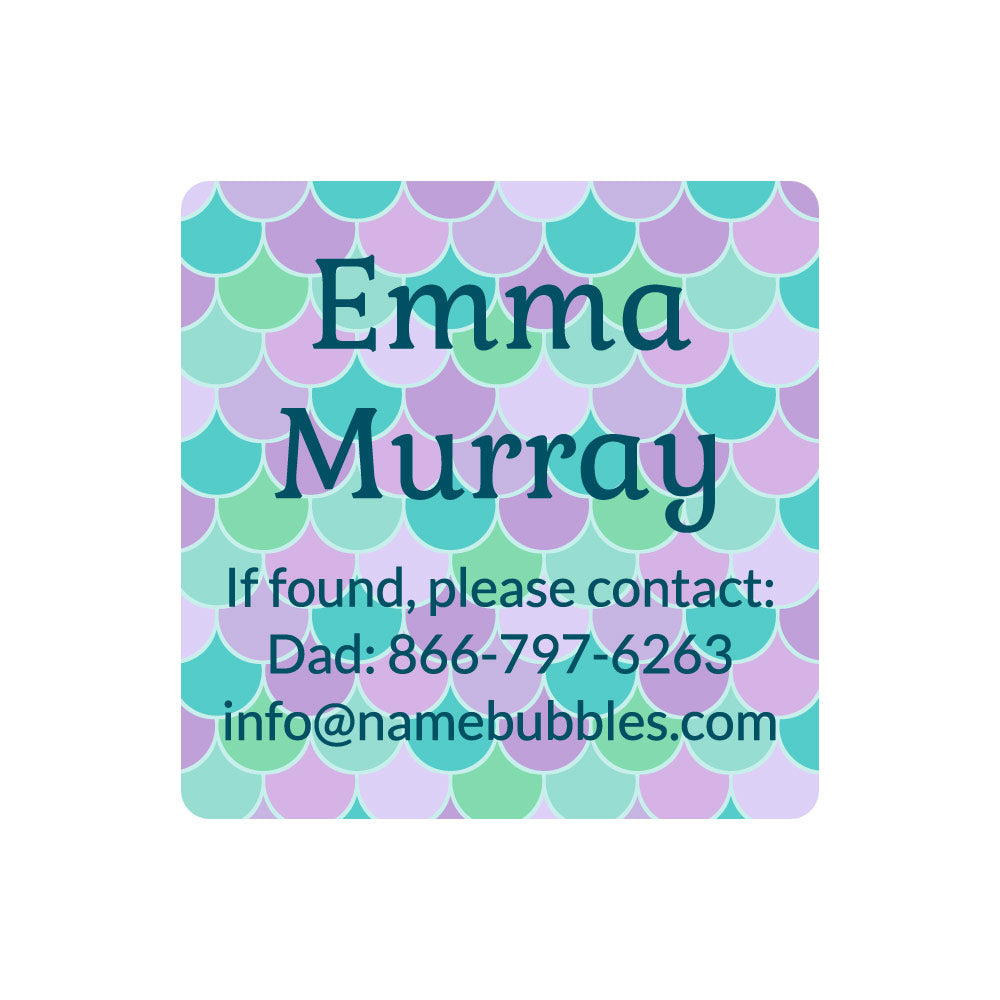 Mermaid Contact Labels For Kids | Name Bubbles for Free Printable Mermaid Name Tags