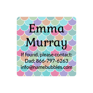 square contact name labels mermaid pattern rainbow