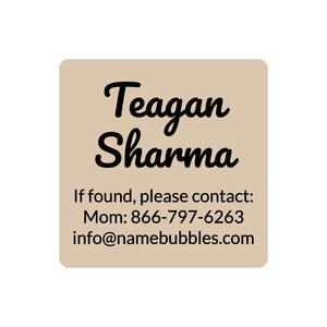 square contact labels neutral color sand