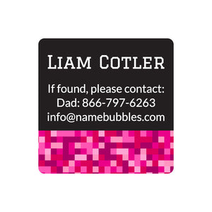 square contact name labels pixels pink