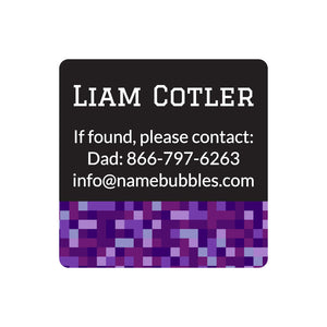 square contact name labels pixels purple