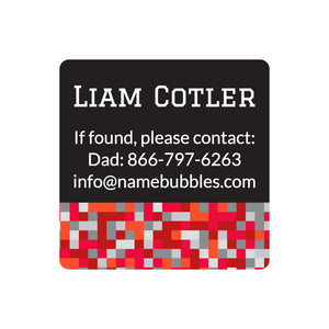 square contact name labels pixels red gray