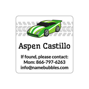 race car green contact name labels