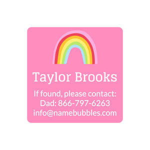 rainbows pink square contact information name labels