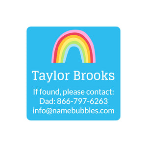rainbows sky blue square contact information name labels