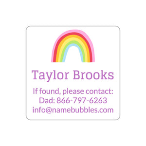 rainbows white lavender square contact information name labels