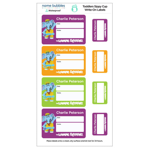 Toddlers Sippy Cup WriteOn Labels Name Bubbles