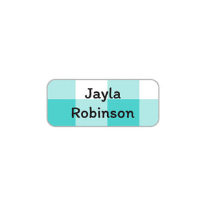 extra small clothing labels gingham teal